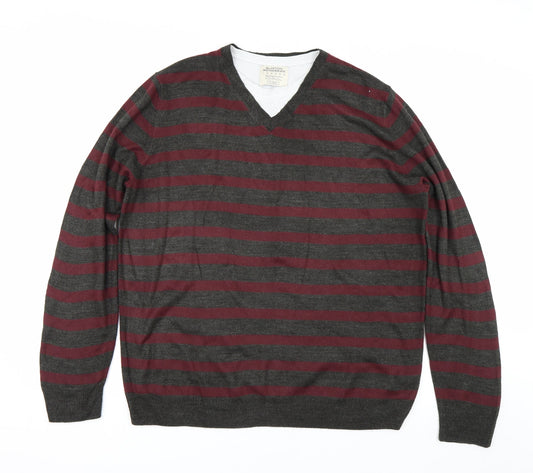 Burton Mens Grey Striped  Pullover Jumper Size XL