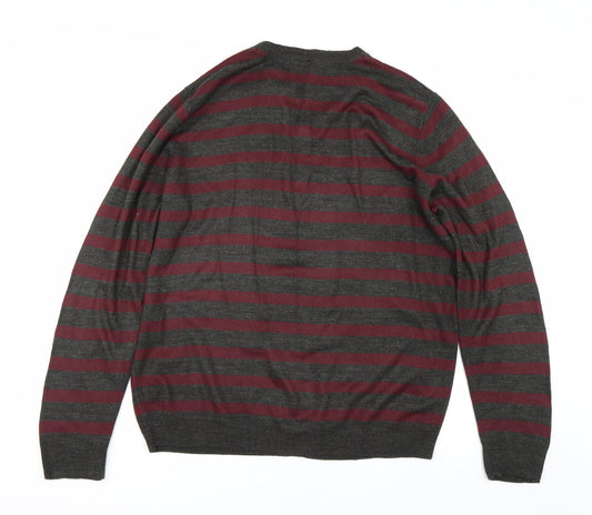 Burton Mens Grey Striped  Pullover Jumper Size XL