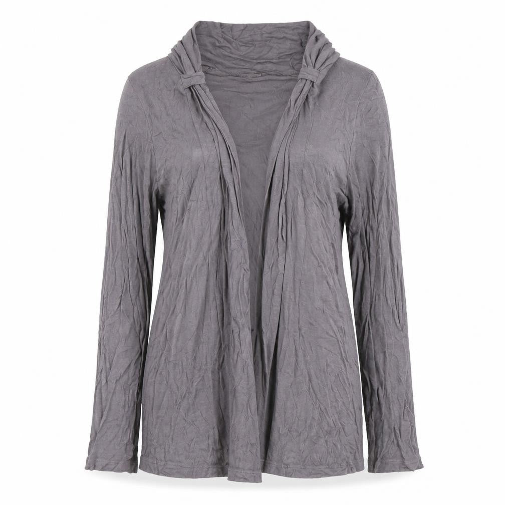 Front view of Papaya women’s grey cardigan jumper, size UK 16