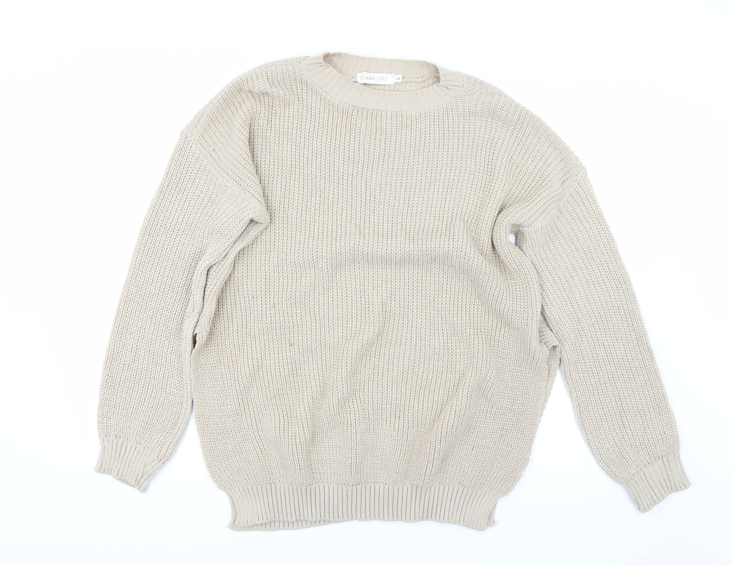 Womens UK Size L Femme Luxe Brown Pullover Jumper