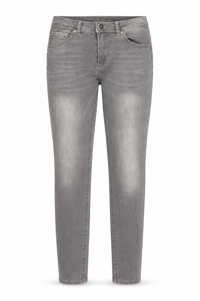 Front view of women’s grey denim skinny jeans, size UK 28, in, 30-inch leg