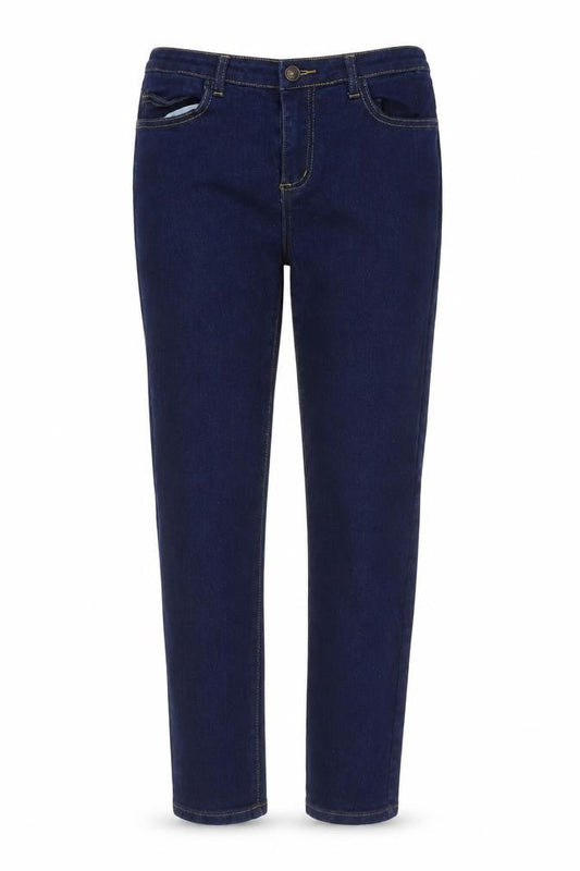 Front view of INTUITION women’s blue denim skinny jeans, size UK 16, 28-inch leg