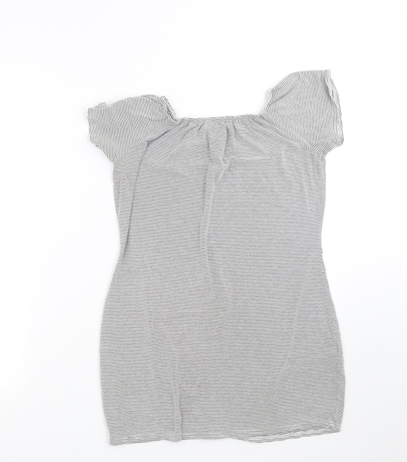 Boohoo Womens Grey Striped  Basic T-Shirt Size 16