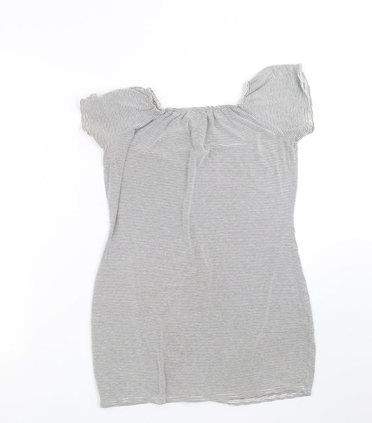 Boohoo Womens Grey Striped  Basic T-Shirt Size 16