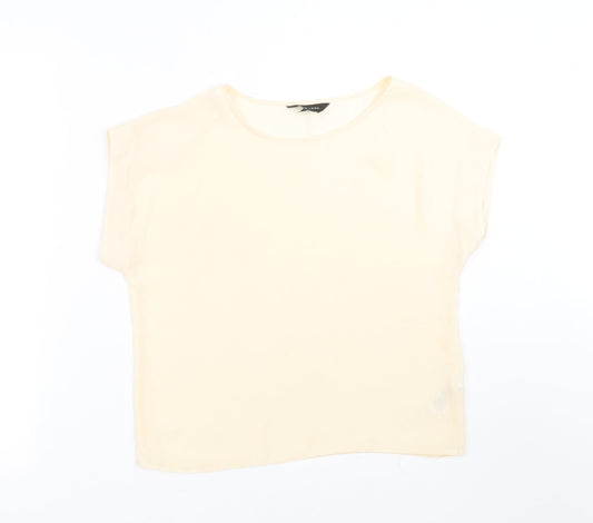Womens UK Size 10 New Look Beige Basic Blouse