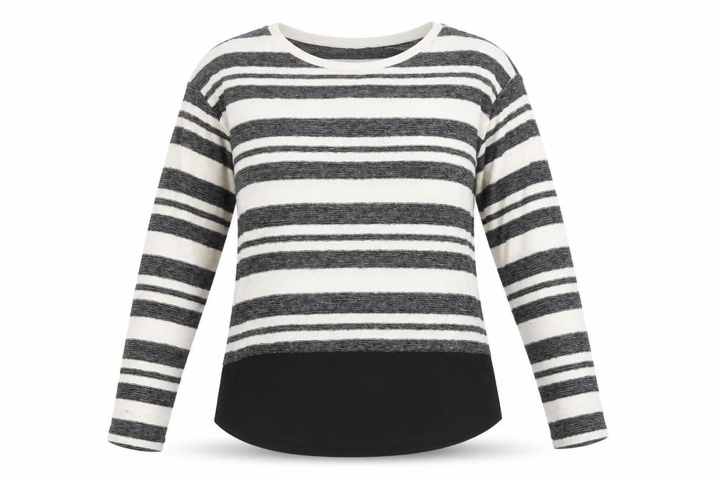 Front view of Oasis women’s ivory striped knit jumper, size S