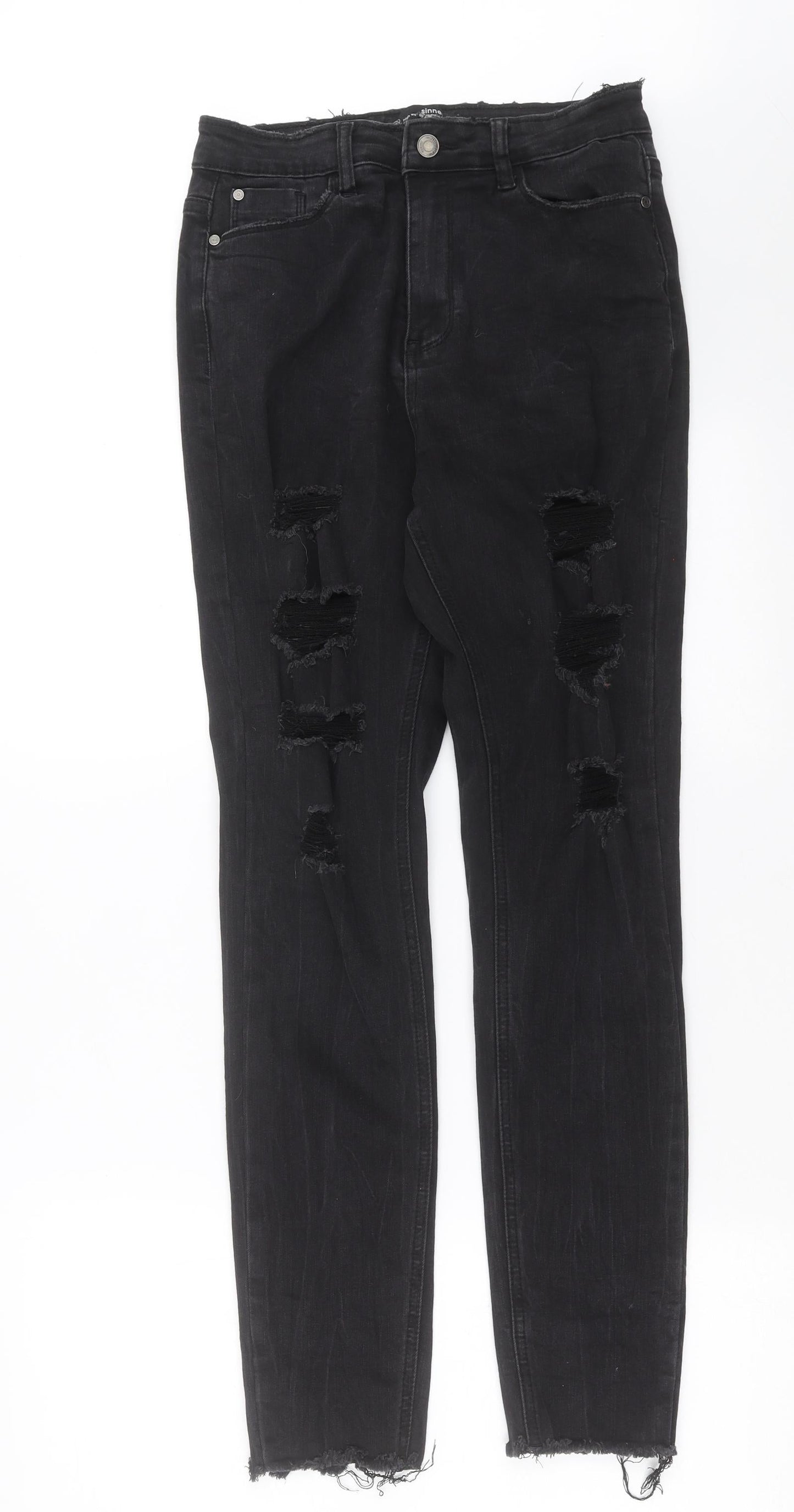 Missguided Womens Black  Denim Skinny Jeans Size 10 L29 in