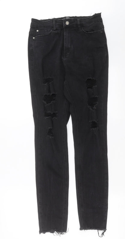 Missguided Womens Black  Denim Skinny Jeans Size 10 L29 in
