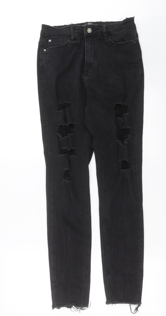Missguided Womens Black  Denim Skinny Jeans Size 10 L29 in