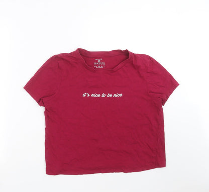 Primark Womens Purple   Cropped T-Shirt Size M  - it's nice to be nice