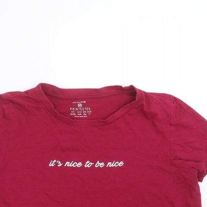 Primark Womens Purple   Cropped T-Shirt Size M  - it's nice to be nice