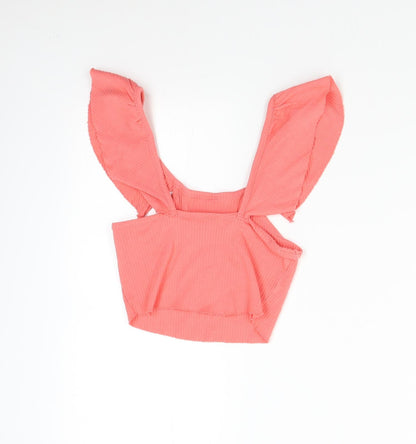 Womens UK Size S Zara Pink Cropped Blouse