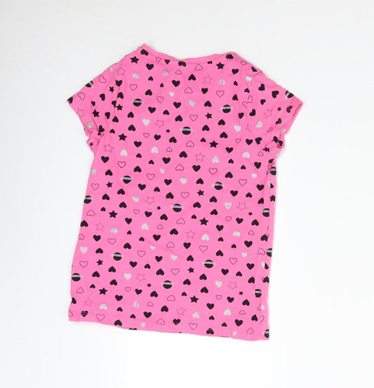 George Girls Pink   Basic T-Shirt Size 8-9 Years  - Hearts
