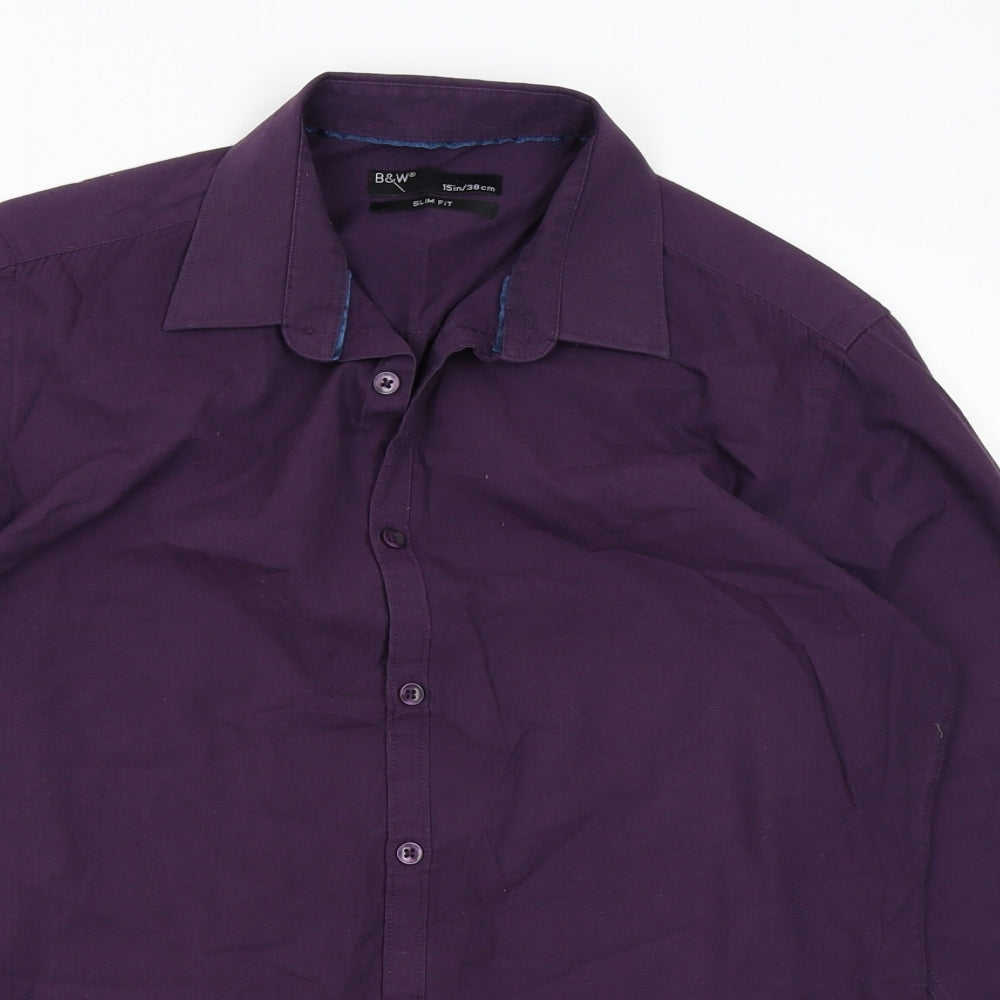 B&W Mens Purple    Button-Up Size 15