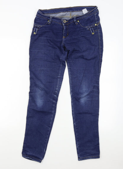 Womens UK Size 12 Preworn Regular Fit Skinny Blue Jeans