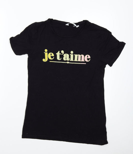 Womens UK Size 10 Dorothy Perkins Black Basic T-Shirt