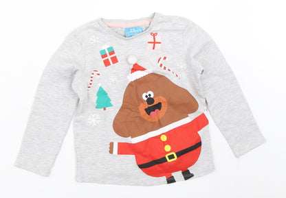 George Boys Grey Solid   Pyjama Top Size 5-6 Years  - Hey Duggee christmas