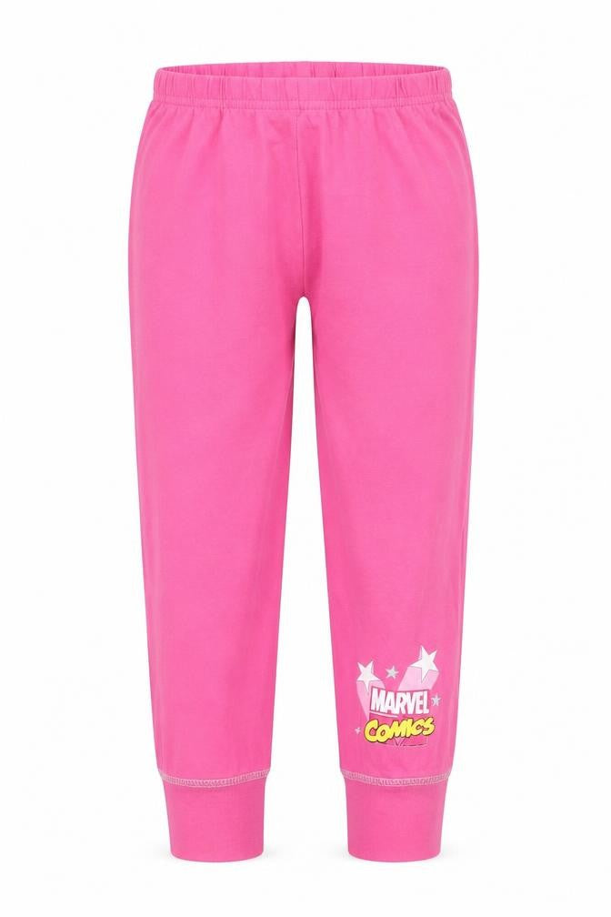 Front view of Preworn girls’ pink solid top pyjama pants, size 5-6, years - marvel comics