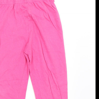 Preworn Girls Pink Solid  Top Pyjama Pants Size 5-6 Years  - marvel comics