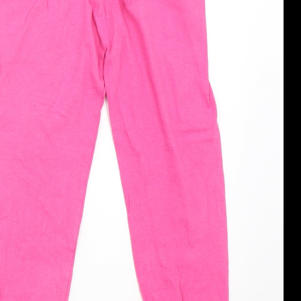 Preworn Girls Pink Solid  Top Pyjama Pants Size 5-6 Years  - marvel comics