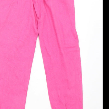 Preworn Girls Pink Solid  Top Pyjama Pants Size 5-6 Years  - marvel comics