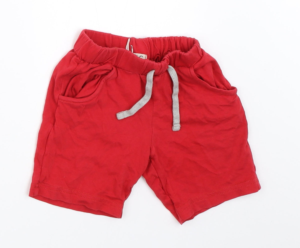 Additional front view of EMC boys’ red sweat shorts, size 2, years