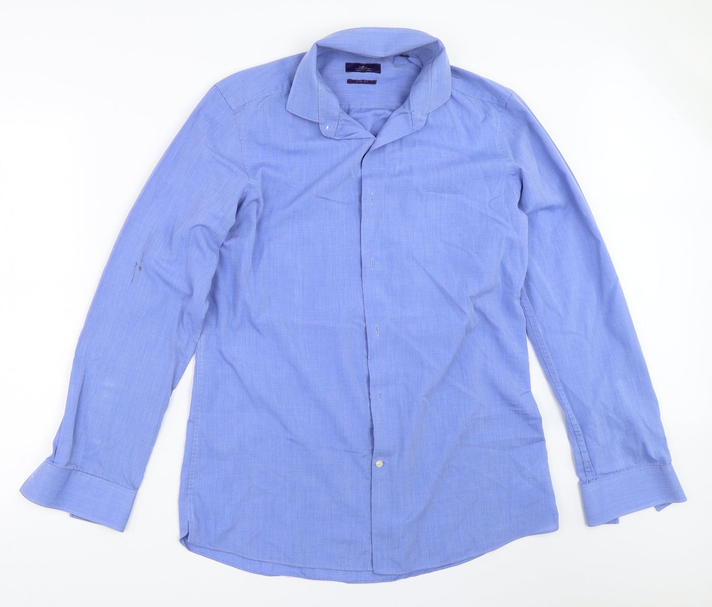 Mens UK Size 16 NEXT Blue  Button-Up Long Sleeve Casual Shirt