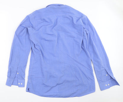 Mens UK Size 16 NEXT Blue  Button-Up Long Sleeve Casual Shirt