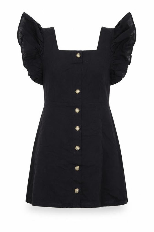 Front view of women’s black fit & flare, size S