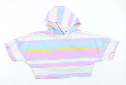 I SAW IT FIRST Womens Purple Striped  Basic T-Shirt Size M