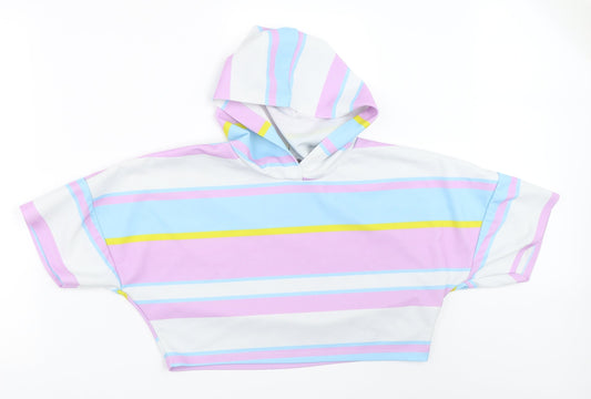 I SAW IT FIRST Womens Purple Striped  Basic T-Shirt Size M