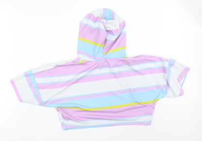 I SAW IT FIRST Womens Purple Striped  Basic T-Shirt Size M