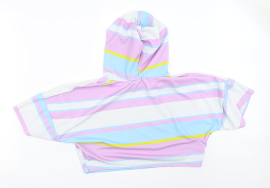 I SAW IT FIRST Womens Purple Striped  Basic T-Shirt Size M