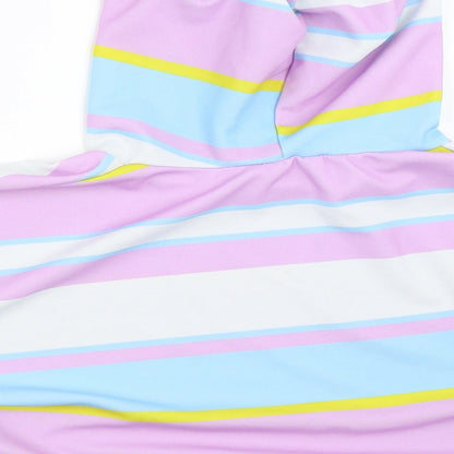 I SAW IT FIRST Womens Purple Striped  Basic T-Shirt Size M