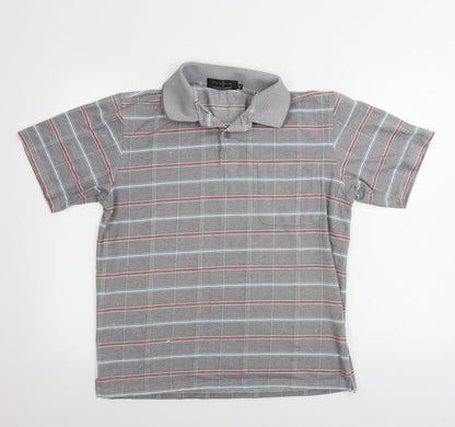Charles Norton  Mens Grey Check   Polo Size M