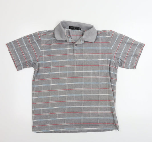 Charles Norton  Mens Grey Check   Polo Size M