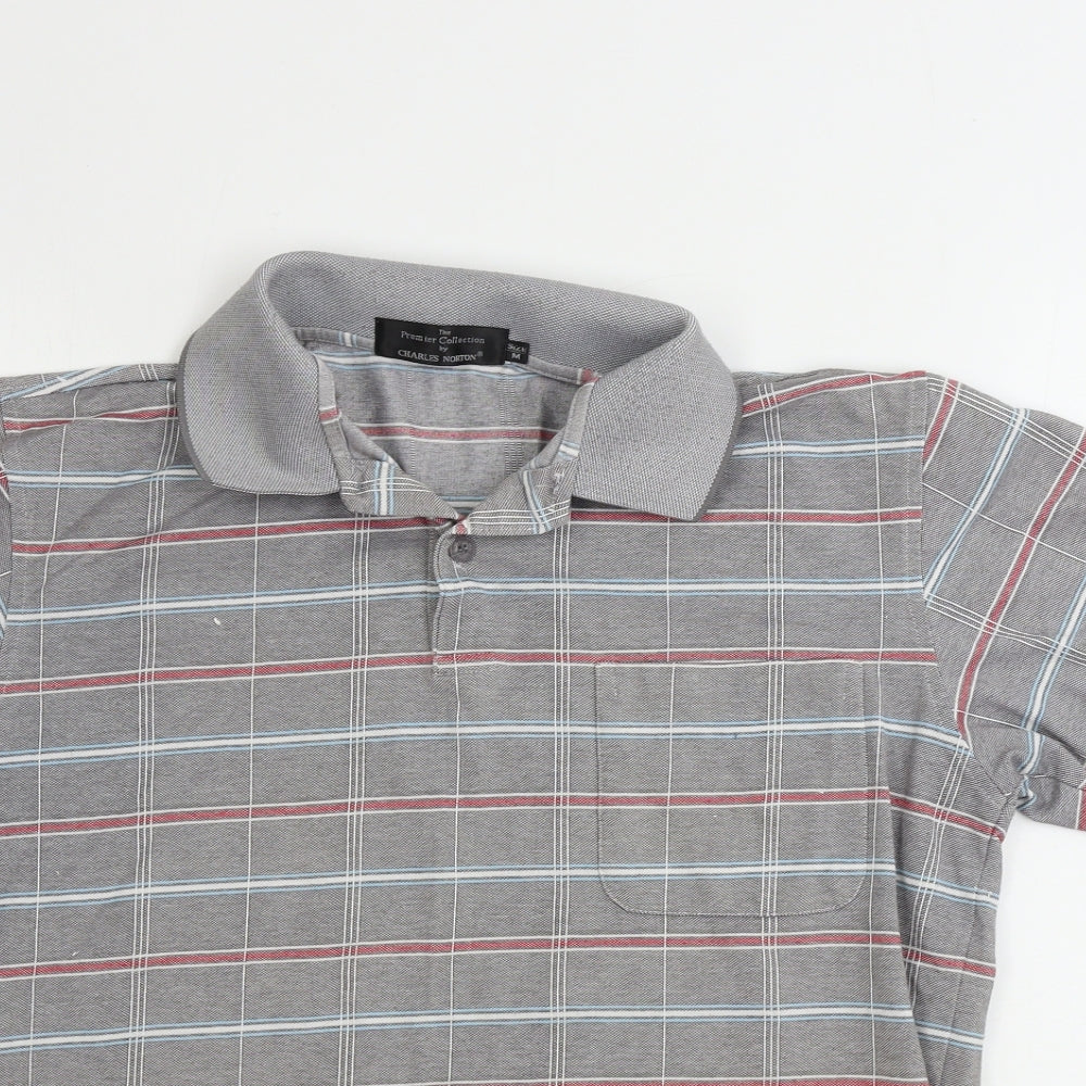 Charles Norton  Mens Grey Check   Polo Size M