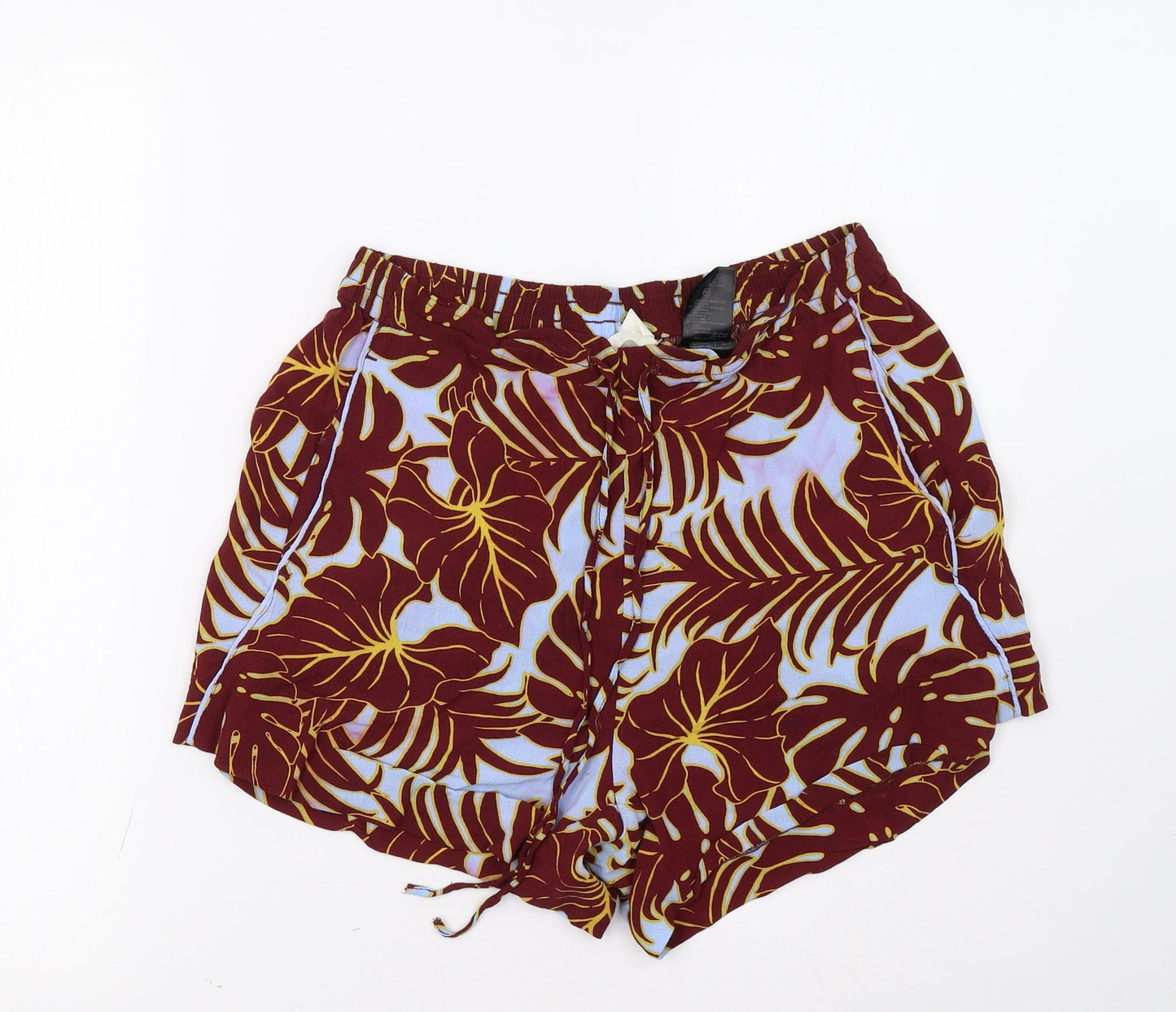 H&M Womens Red Geometric  Paperbag Shorts Size 10
