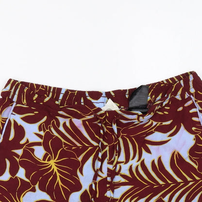 H&M Womens Red Geometric  Paperbag Shorts Size 10