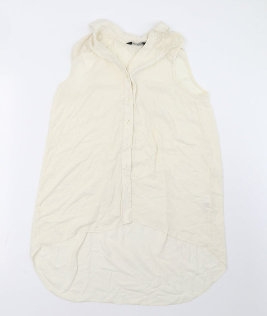 Dorothy Perkins Womens White  Mesh Basic Button-Up Size 10