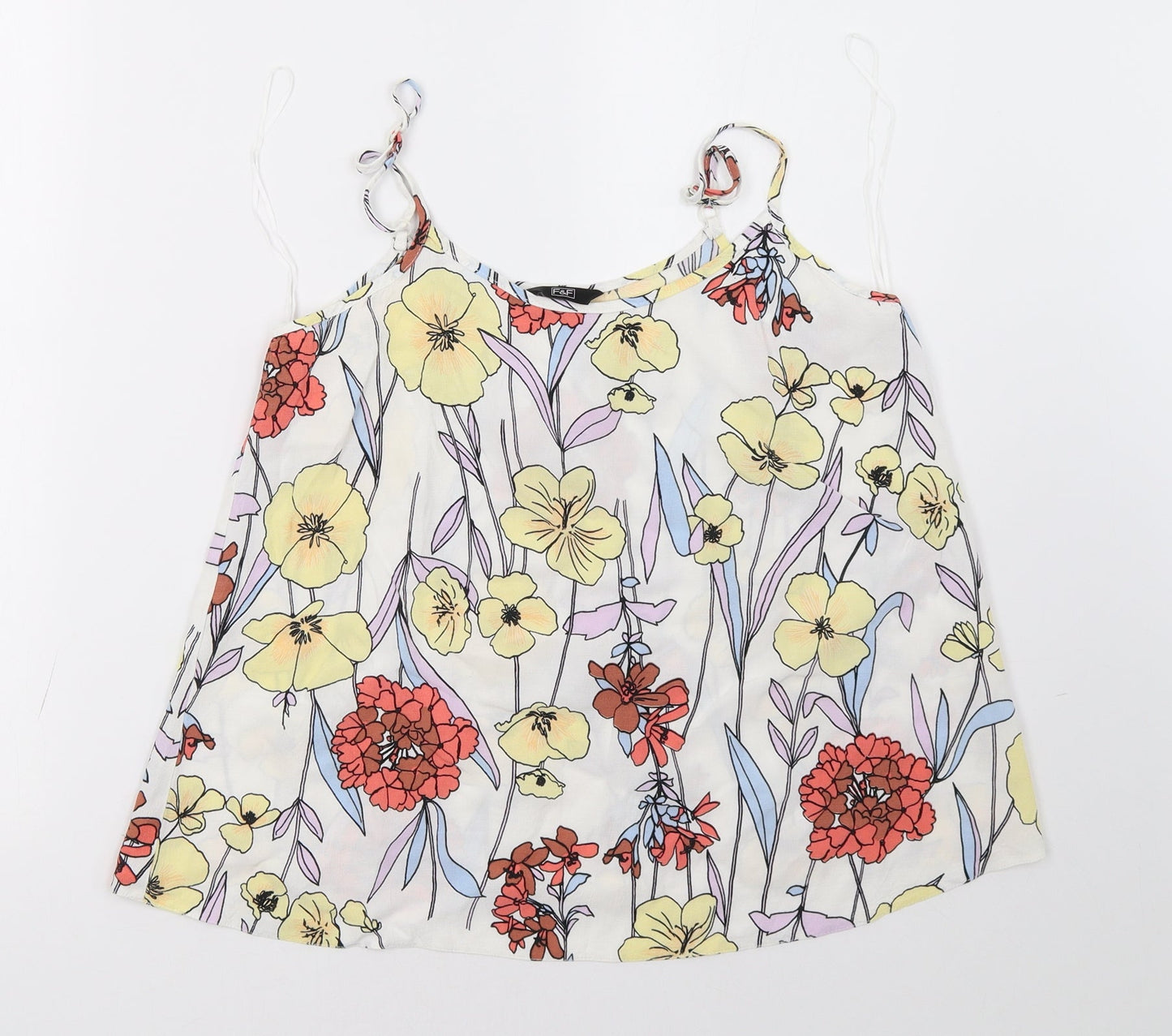 F&F Womens White Floral  Basic Tank Size 12