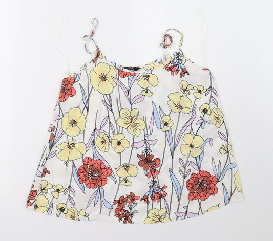 F&F Womens White Floral  Basic Tank Size 12