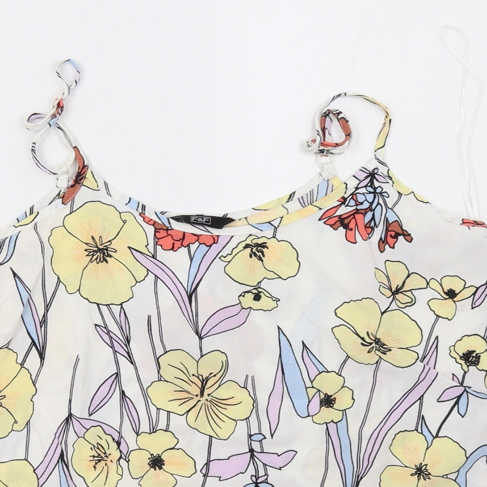 F&F Womens White Floral  Basic Tank Size 12