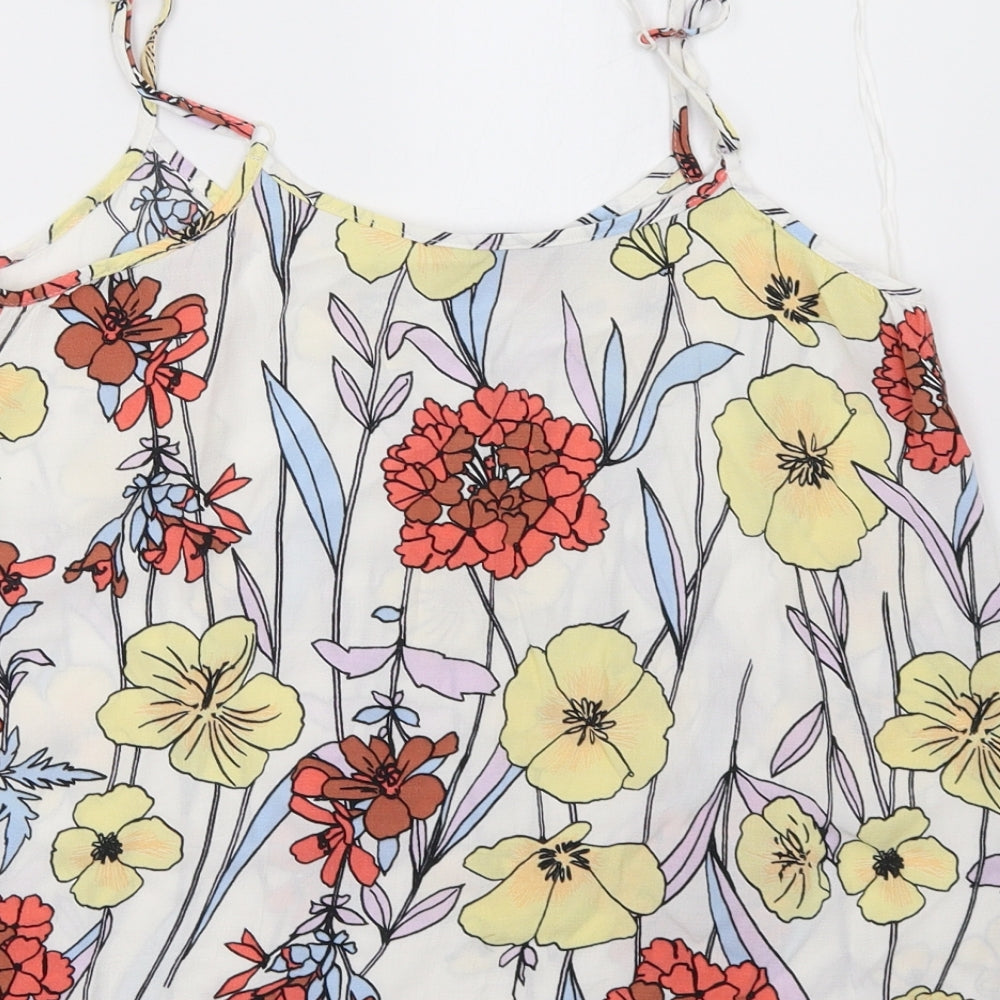 F&F Womens White Floral  Basic Tank Size 12