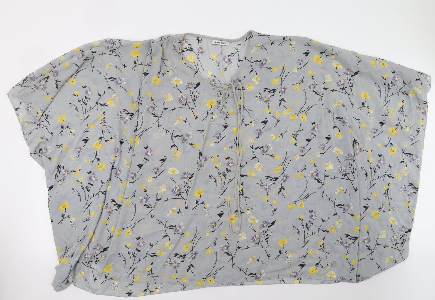Womens UK Size One Size urban mist Blue Wrap Blouse