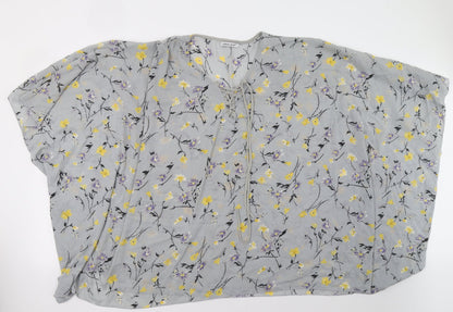Womens UK Size One Size urban mist Blue Wrap Blouse