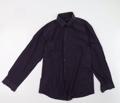 Cedar Wood State Mens Purple Check   Polo Size 16.5