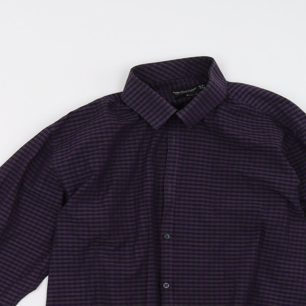 Cedar Wood State Mens Purple Check   Polo Size 16.5