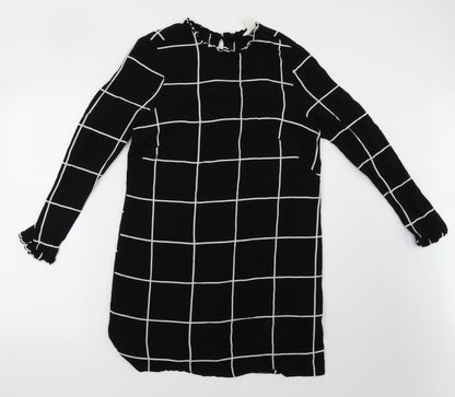H&M Womens Black Check  A-Line  Size 10