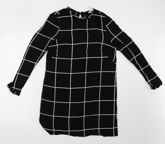 H&M Womens Black Check  A-Line  Size 10